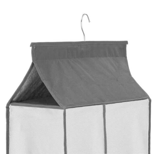 Organizator dulap posete Sersimo, 3 compartimente, textil, gri - Image 6