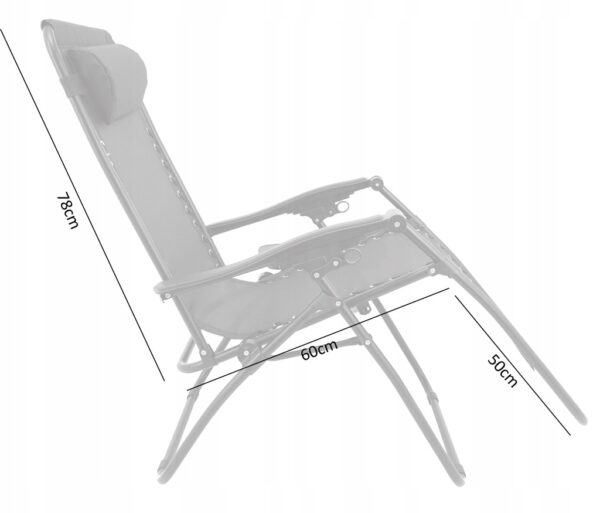 Sezlong pliabil cu parasolar SERSIMO, 85x77x150cm, Negru - Image 6
