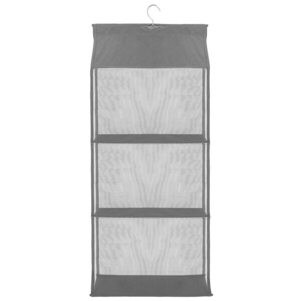 Organizator dulap posete Sersimo, 3 compartimente, textil, gri - Image 8