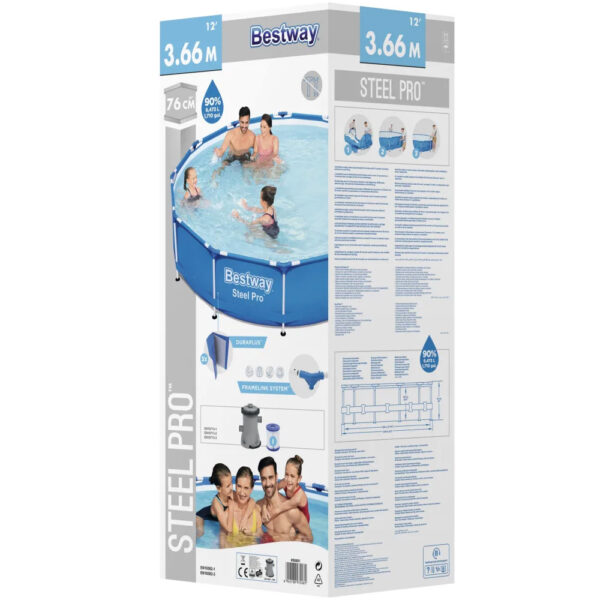 Piscina cadru metalic Bestway, 366x76 cm, 6500 litri, cu pompa de filtrare - Image 3