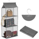 Organizator dulap posete Sersimo, 3 compartimente, textil, gri