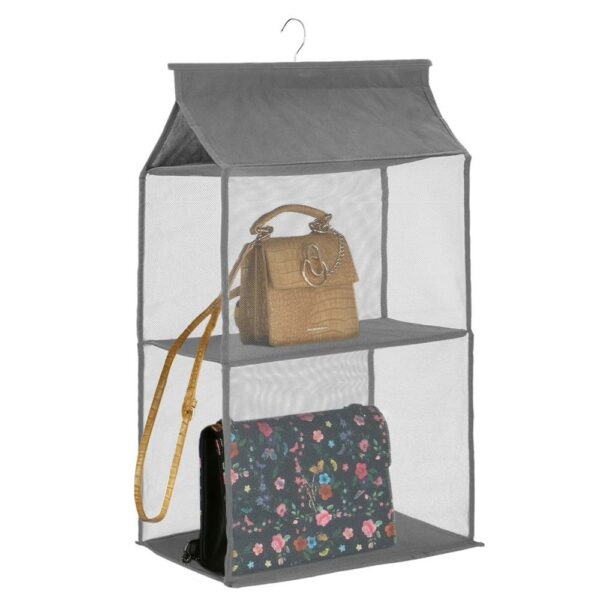 (DL) Organizator dulap posete Sersimo, 2 compartimente, textil, gri - Image 9
