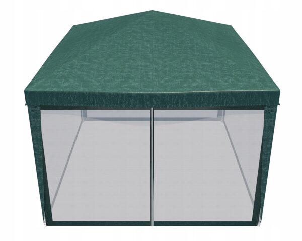 Pavilon szúnyoghálóval és cipzárral, négyzet alakú, 3x3 m, zöld - Image 9