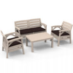 (DL) Set mobilier gradina Sersimo Illy, 2 fotolii, canapea, masa, crem