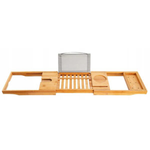 (DL) Raft cu tava pentru cada din bambus natural Sersimo, extensibila, 69-104x23cm