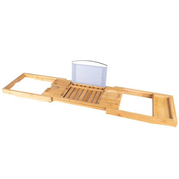 (DL) Raft cu tava pentru cada din bambus natural Sersimo, extensibila, 69-104x23cm - Image 2