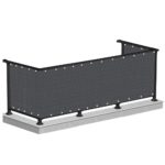 Paravan de balcon impermeabil poliester, 90x500cm, gri inchis