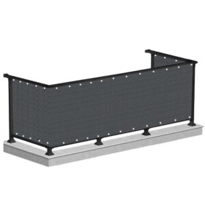 Paravan de balcon impermeabil poliester, 90x500cm, gri inchis