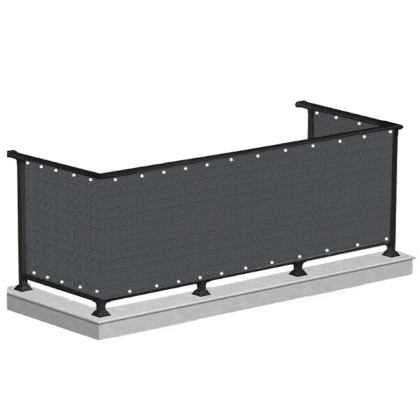 Paravan de balcon impermeabil poliester, 90x500cm, gri inchis