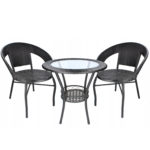 (DL) Set mobilier gradina Sersimo Alicante, 2 scaune, 1 masa, negru