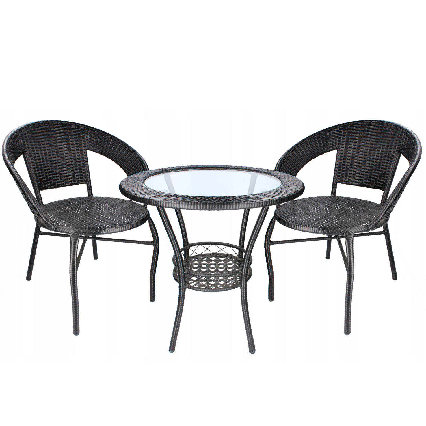 (DL) Set mobilier gradina Sersimo Alicante, 2 scaune, 1 masa, negru