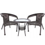 (DL) Set mobilier gradina Sersimo Alicante, 2 scaune, 1 masa, maro