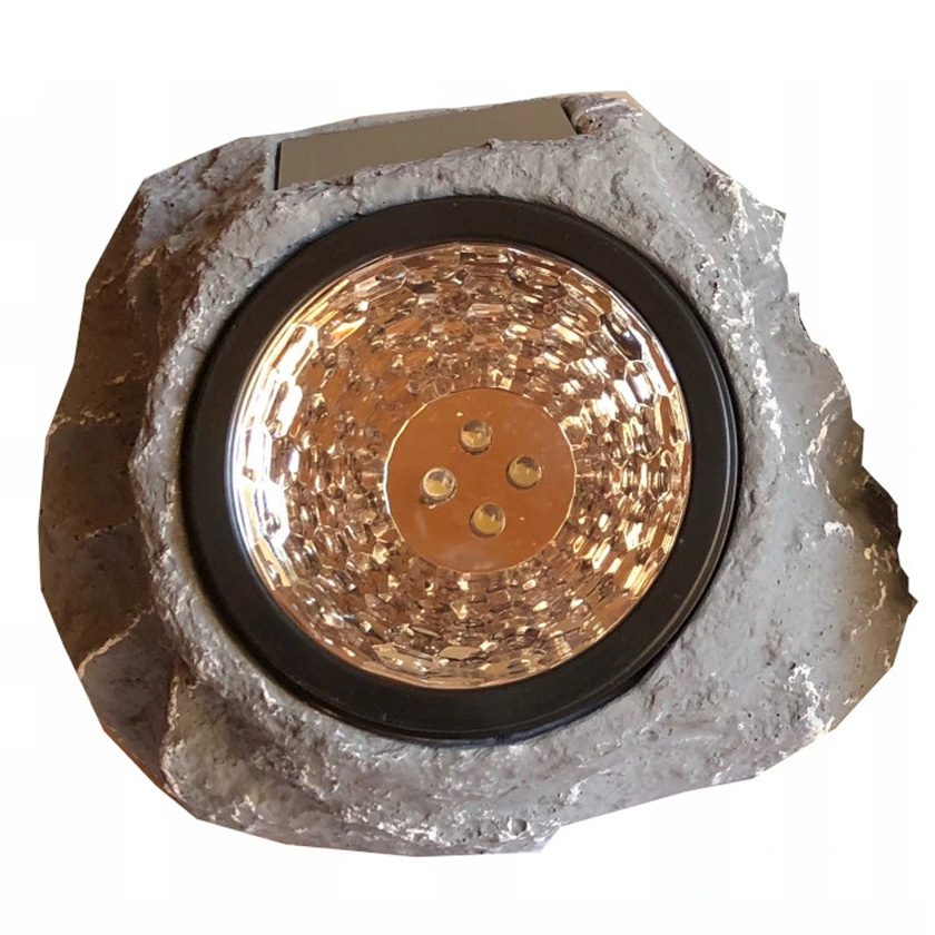 (DL) Lampa solara imitatie piatra Sersimo, 13x15x10 cm, gri negru
