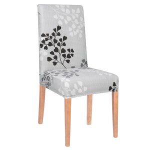 Univerzális székhuzat, univerzális méret, poliészter és spandex, 45 x 60 cm, virágszürke