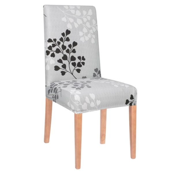 Univerzális székhuzat, univerzális méret, poliészter és spandex, 45 x 60 cm, virágszürke