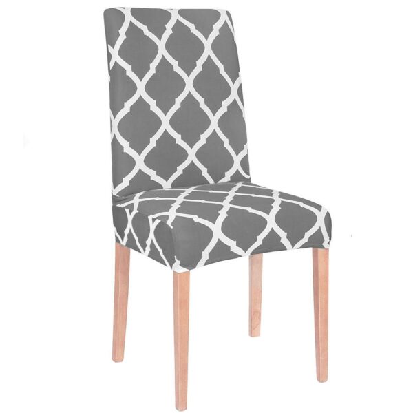 Univerzális székhuzat, univerzális méret, poliészter és spandex, 45 x 60 cm, szürke fehér
