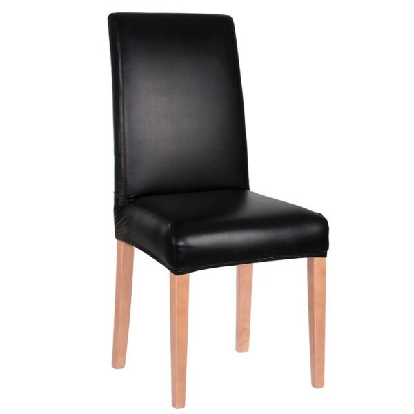Univerzális székhuzat, univerzális méret, poliészter és spandex, 45 x 60 cm, fekete műbőr