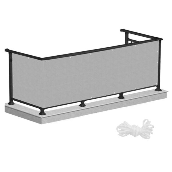 Paravan de balcon impermeabil poliester, 80x500cm, gri - Image 8