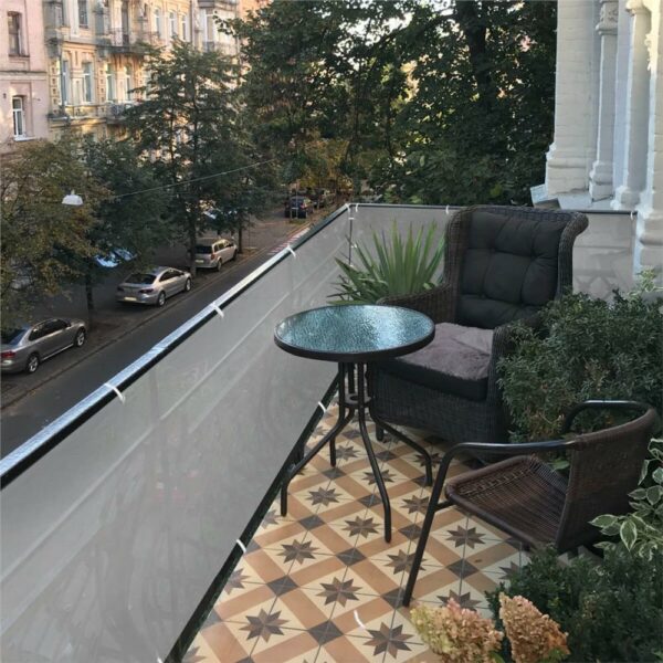 Paravan de balcon impermeabil poliester, 80x500cm, gri - Image 3