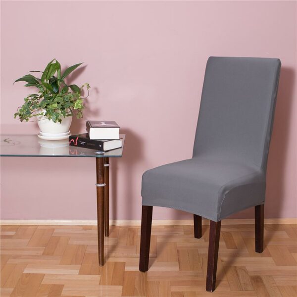 Set 4 huse universale pentru scaun, marime universala, poliester si spandex, 45 x 60 cm, gri mediu - Image 2