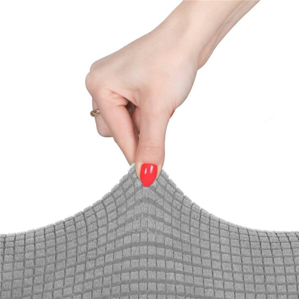 Univerzális székhuzat, egy méret mindenkinek, poliészter és spandex, 45 x 60 cm, szürke kockás - Image 3
