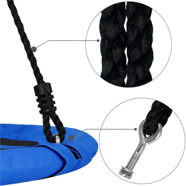 Sersimo NS24 fészekhinta, átmérő 110 cm, állítható magasságú, kültéri használatra, maximum terhelhetőség 50 kg, kék-fekete - Image 22