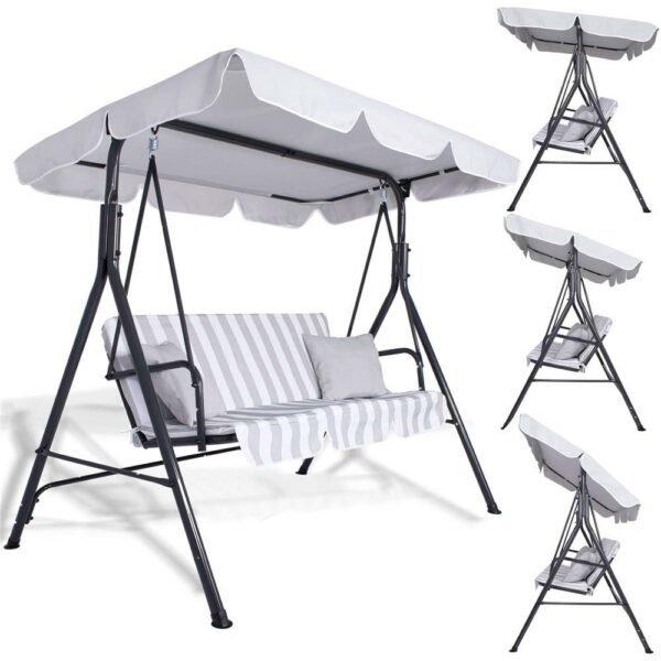 Leagan balansoar gradina Sersimo Siena, 3 locuri, 220kg, gri - Image 3