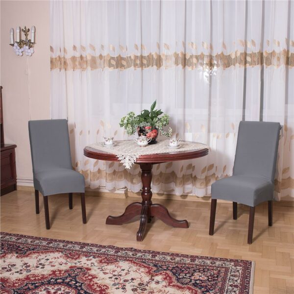 Set 4 huse universale pentru scaun, marime universala, poliester si spandex, 45 x 60 cm, gri mediu - Image 3