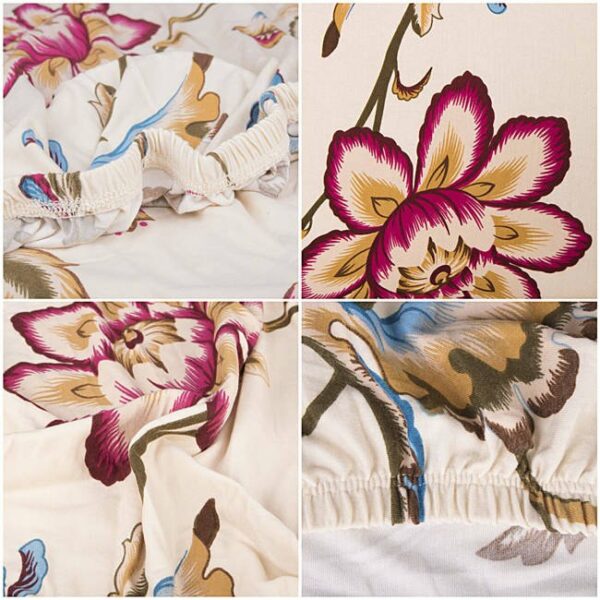 Set 4 huse universale pentru scaun, marime universala, poliester si spandex, 45 x 60 cm, bej floral - Image 6