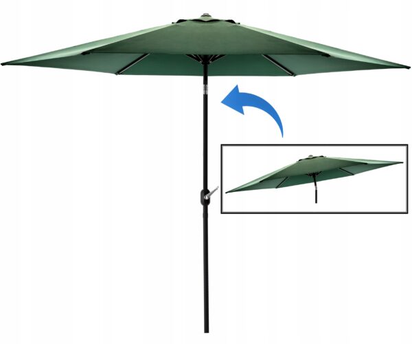 Umbrela terasa gradina, cu inclinare si husa, 300cm, Verde - Image 4