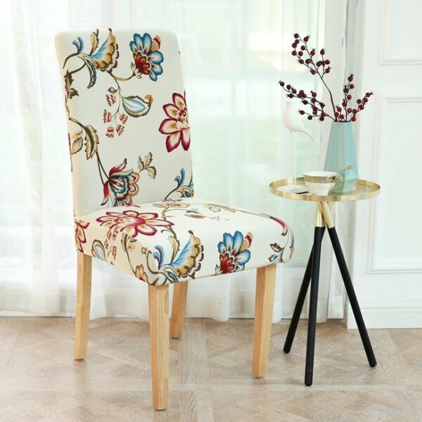 Set 4 huse universale pentru scaun, marime universala, poliester si spandex, 45 x 60 cm, bej floral - Image 5