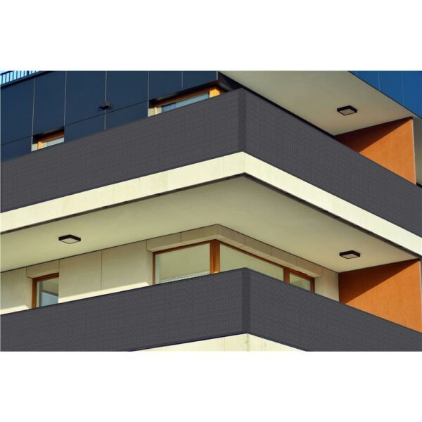 Paravan de balcon impermeabil poliester, 90x500cm, gri inchis - Image 5