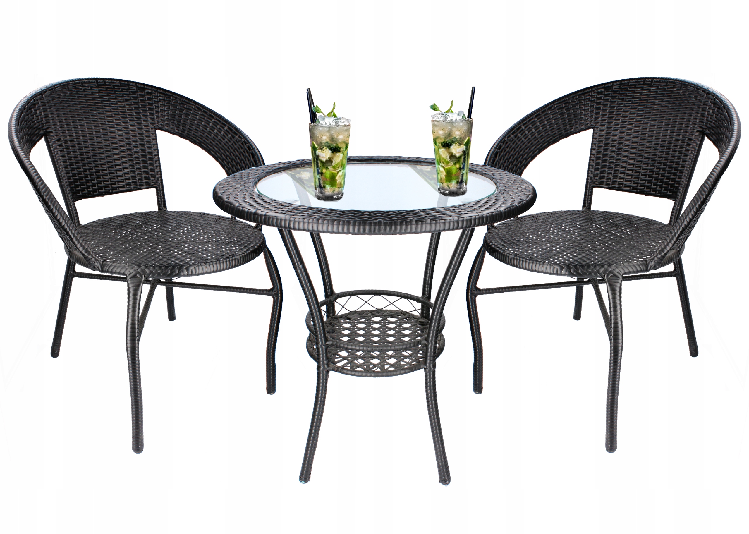 (DL) Set mobilier gradina Sersimo Alicante, 2 scaune, 1 masa, negru - Image 4