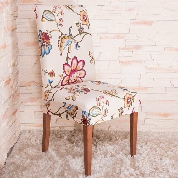 Set 4 huse universale pentru scaun, marime universala, poliester si spandex, 45 x 60 cm, bej floral - Image 3