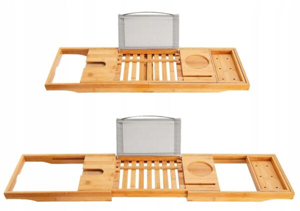 (DL) Raft cu tava pentru cada din bambus natural Sersimo, extensibila, 69-104x23cm - Image 8