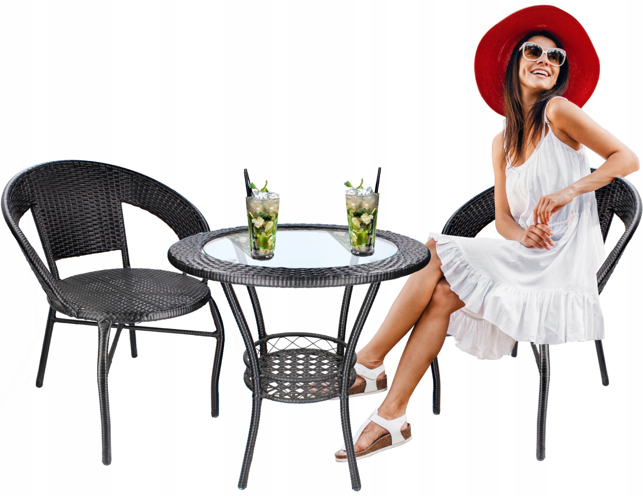 (DL) Set mobilier gradina Sersimo Alicante, 2 scaune, 1 masa, negru - Image 6