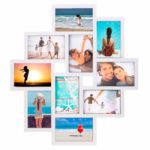 Fali fotókeret kollázs, 10 fényképhez, 48x53 cm, fehér színben