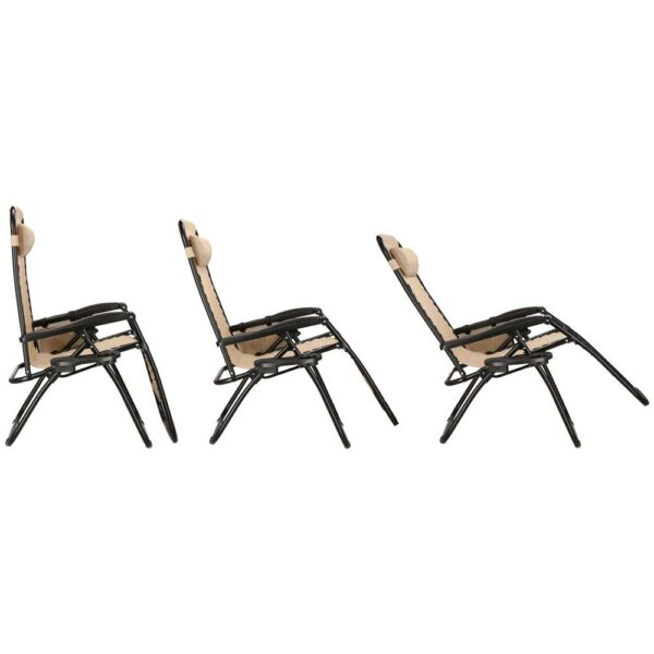 Strand vagy kerti összecsukható szék, Siesta, nulla gravitáció, fejtámlával, 175x67x110 cm, bézs - Image 12