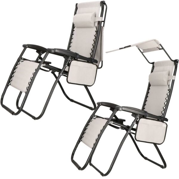 Összecsukható nyugágy SERSIMO GC11, Relax Zero Gravity napernyővel, 175cm, szürke - Image 17