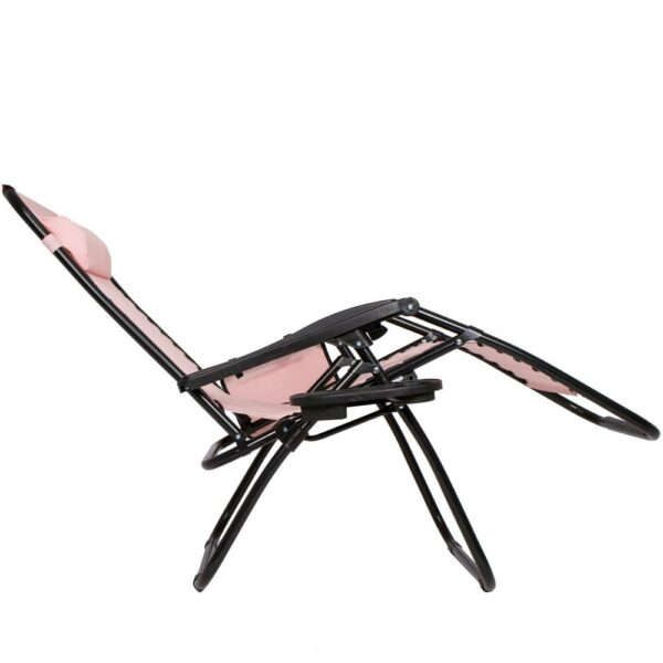 Sezlong scaun pliant plaja sau gradina, Siesta, gravitatie zero, cu tetiera, 175x67x110 cm, roz - Image 18