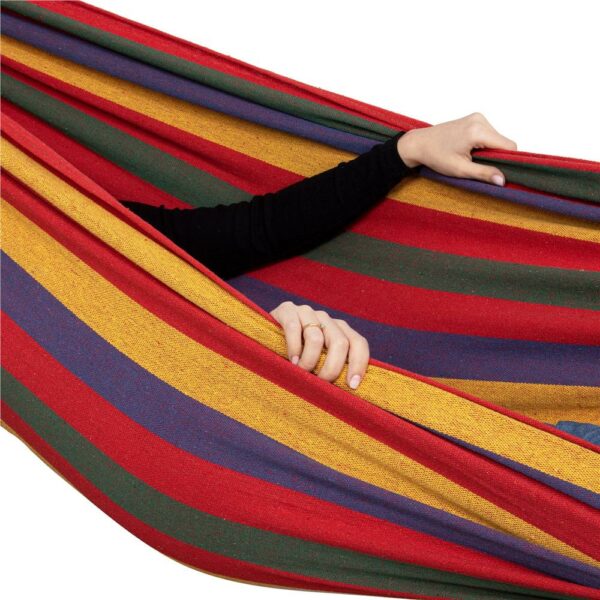 Hamac doua persoane, Sersimo, 100% Bumbac 200x150 cm, multicolor rosu - Image 3