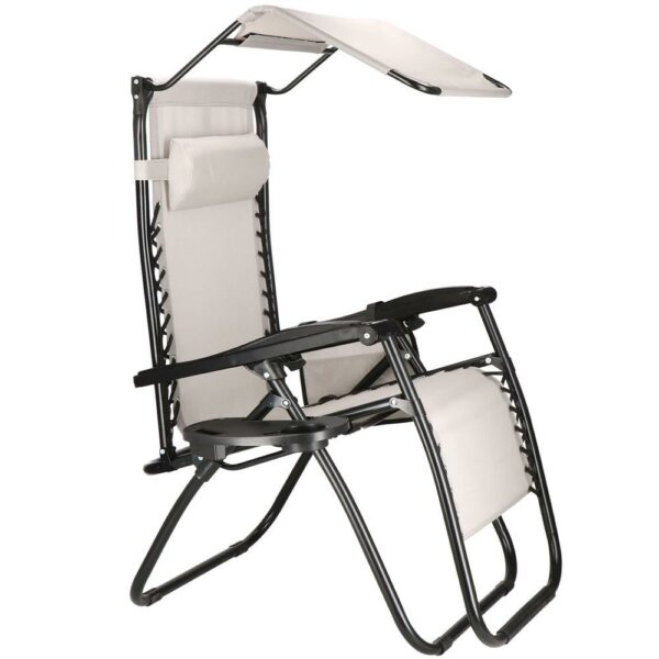Összecsukható nyugágy SERSIMO GC11, Relax Zero Gravity napernyővel, 175cm, szürke - Image 3