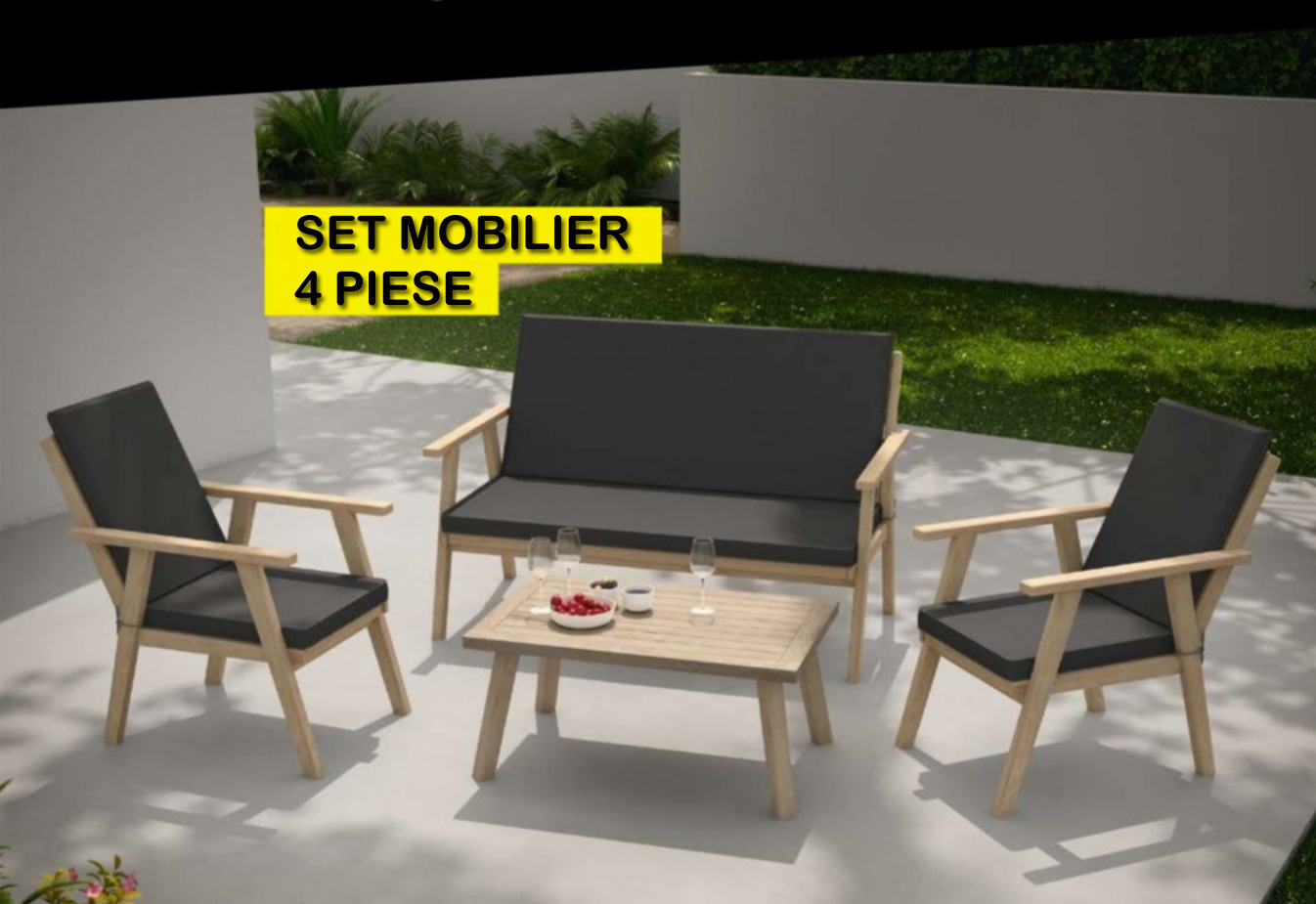 (DL) Set mobilier gradina/terasa Sersimo Alana, 2 fotolii, canapea si masuta - Image 2