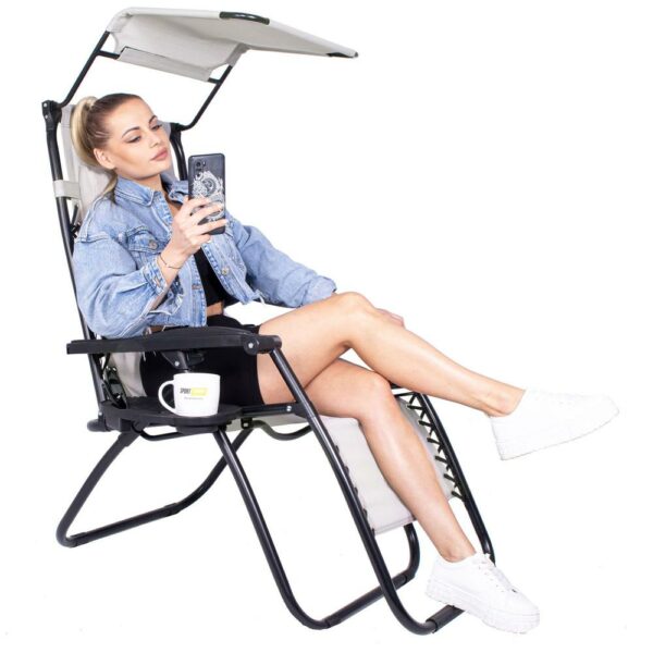 Összecsukható nyugágy SERSIMO GC11, Relax Zero Gravity napernyővel, 175cm, szürke - Image 22