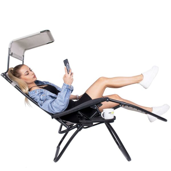Összecsukható nyugágy SERSIMO GC11, Relax Zero Gravity napernyővel, 175cm, szürke - Image 23