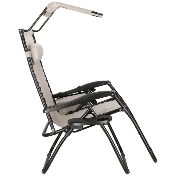 Összecsukható nyugágy SERSIMO GC11, Relax Zero Gravity napernyővel, 175cm, szürke - Image 4