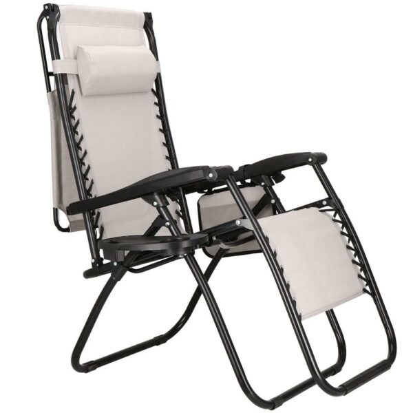 Összecsukható nyugágy SERSIMO GC11, Relax Zero Gravity napernyővel, 175cm, szürke - Image 5