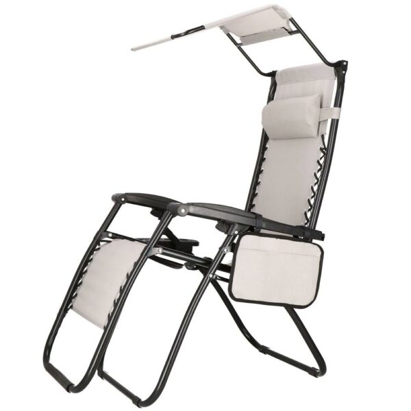 Összecsukható nyugágy SERSIMO GC11, Relax Zero Gravity napernyővel, 175cm, szürke - Image 6