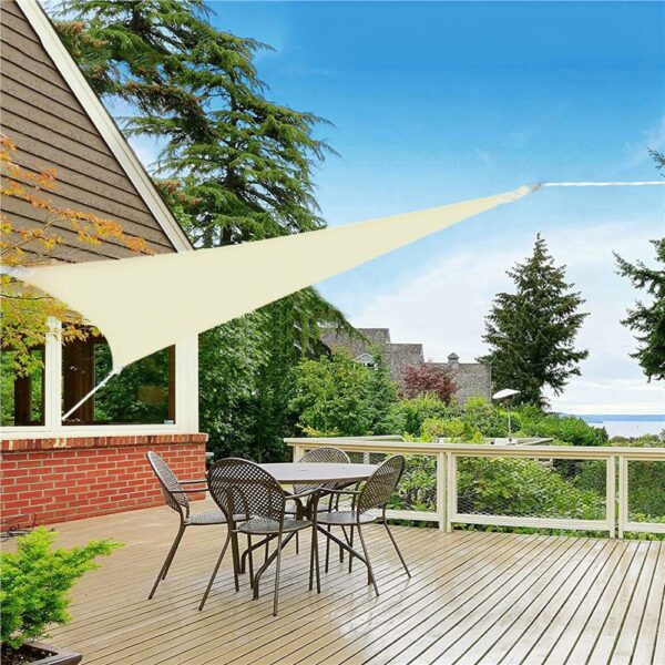 Copertina prelata de soare Sersimo SN116, triunghiulara, impermeabila cu protectie UV, 3x3x3m, ecru - Image 3