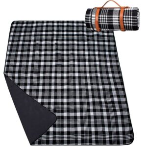 Patura pentru picnic sau plaja, cu folie izolatoare si maner, 200x200cm, alb negru
